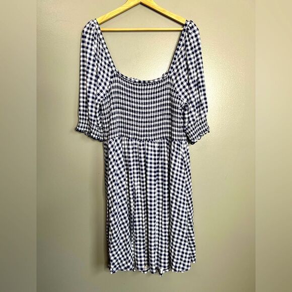 Draper James Jo Dee dress in gingham size 1X boho checkered cottagecore smocked - Picture 3 of 8